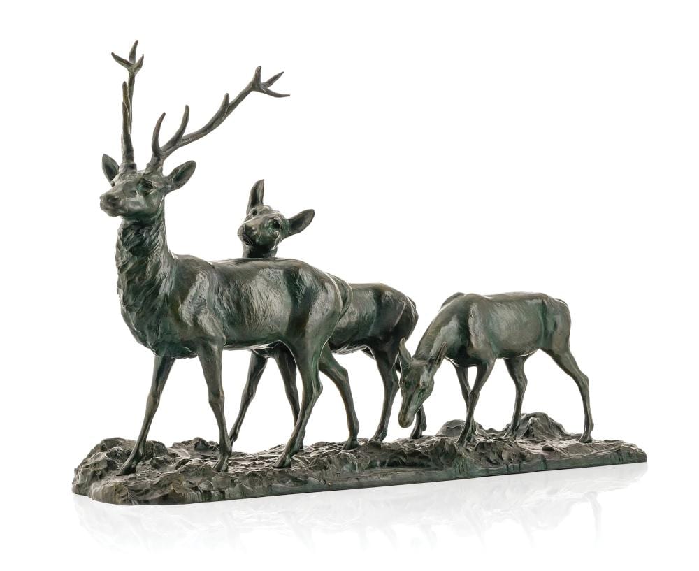 giacomo merculiano 1859 1935 cerf et biches groupe en bronze patine verte long 71 cm h 51 cm · Piguet Hôtel des Ventes | Genève · 2018-12-12 Giacomo Merculiano comparable auction result: giacomo merculiano 1859 1935 cerf et biches groupe en bronze patine verte long 71 cm h 51 cm