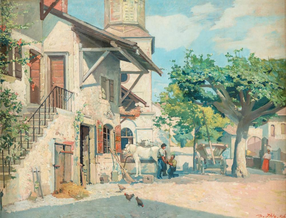 Daniel Ihly comparable auction result: jean daniel ihly 1854 1910 vers corsier cour de ferme huile sur toile sign e et dat e 1896 62x81 cm