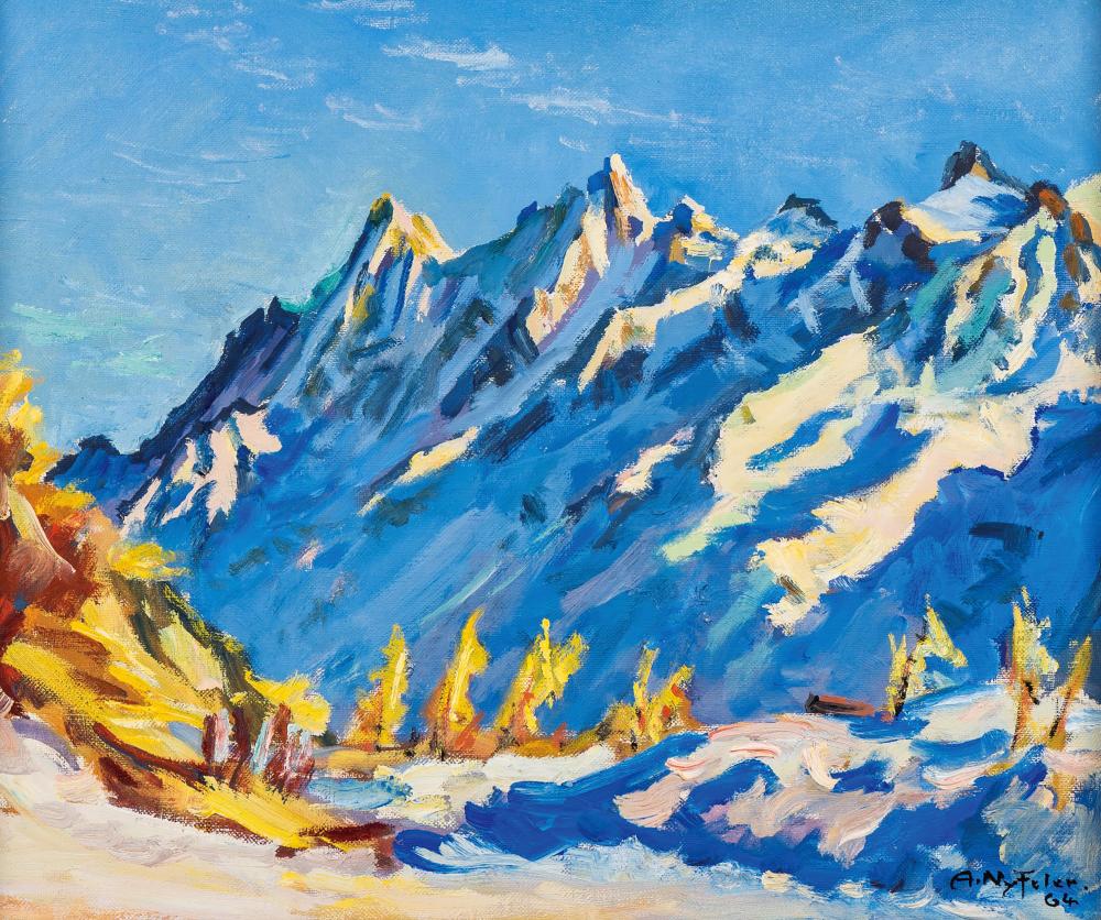 albert nyfeler 1883 1969 l tschentaler breithorn huile sur toile sign e et dat e 64 38x46 5 cm · Piguet Hôtel des Ventes | Genève · 2018-12-12 Albert Nyfeler comparable auction result: albert nyfeler 1883 1969 l tschentaler breithorn huile sur toile sign e et dat e 64 38x46 5 cm