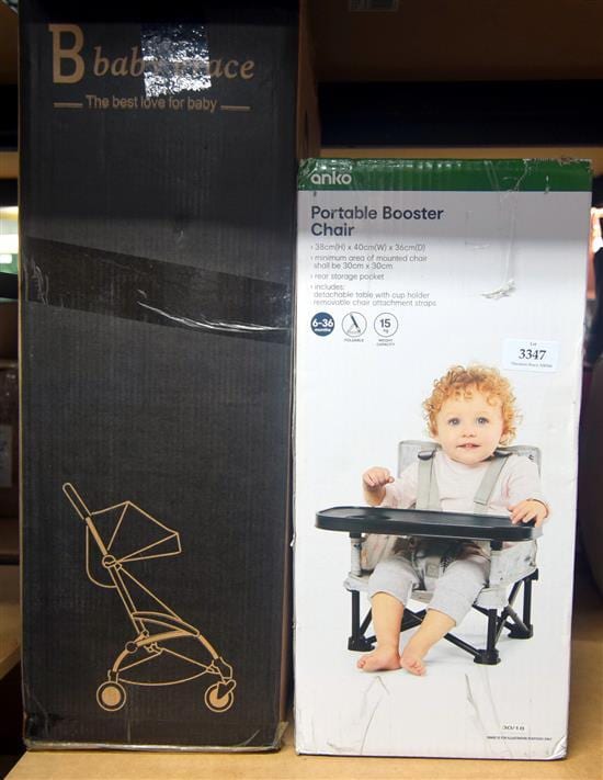 A. Grace comparable auction result: a portable babies push chair marked baby grace plus portable booster chair anko