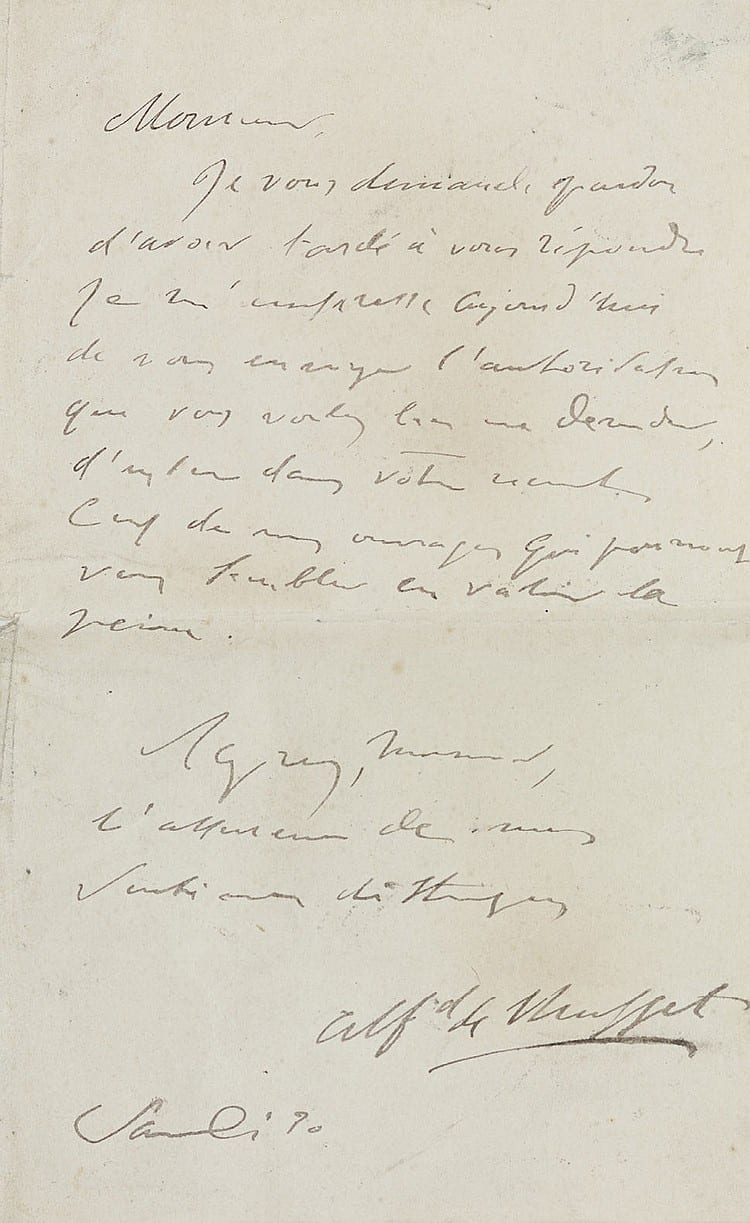 Alfred de Musset comparable auction result: alfred de musset lettres d amour aim e d alton mercure de france