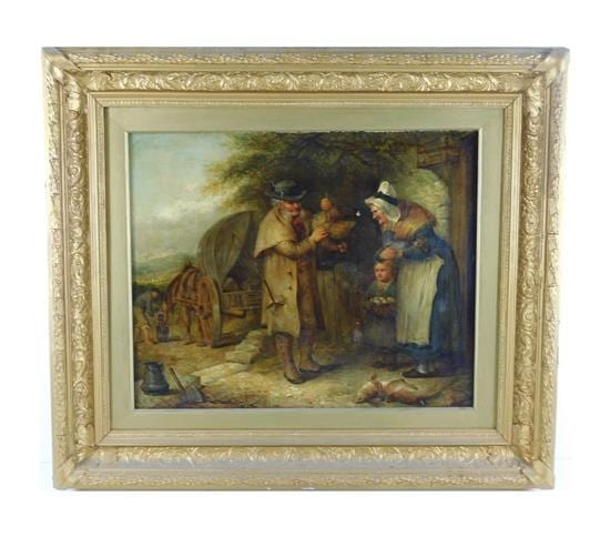 Alexander Leggett comparable auction result: alexander leggett scottish 1828 1884 the carriers cart 1879 oil on canvas depicts elderly woman and small child examining