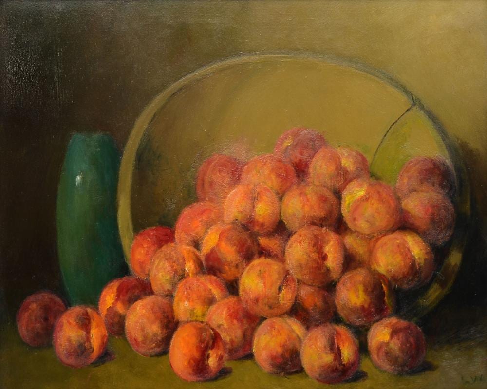Leonard Woodruff comparable auction result: leonard woodruff painting peaches in a basket