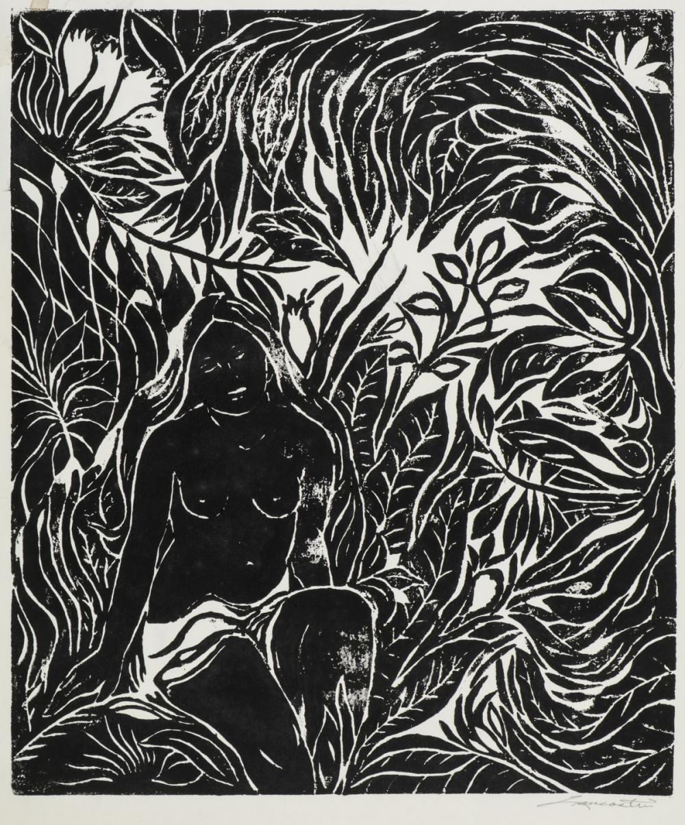 Paul Lancaster comparable auction result: paul lancaster american tennessee 20th c nude in the forest