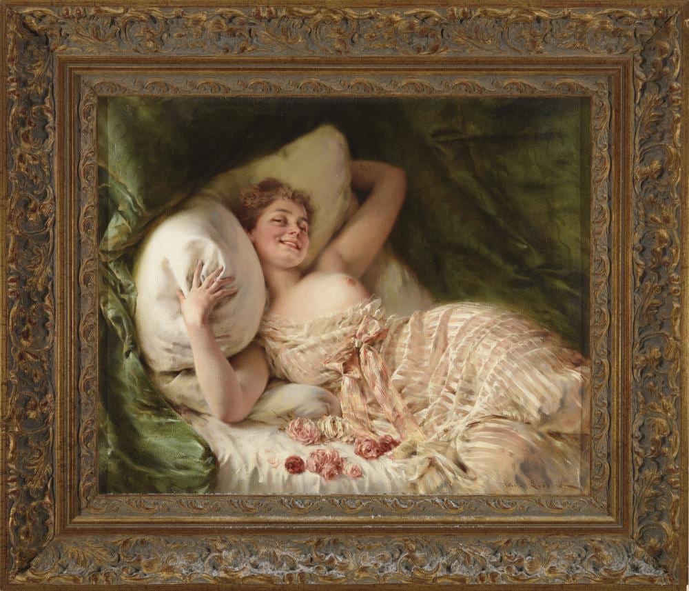 Heinrich Lossow comparable auction result: heinrich lossow munich 1843 schlei heim austria 1897 dama recostada oleo sobre lienzo de 38 5 x 46 5 cm firmado