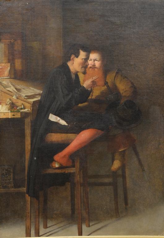 William Fettes Douglas comparable auction result: william fettes douglas 1822 1891 oil on canvas hudibras and the lang unsigned titled on back of frame relin
