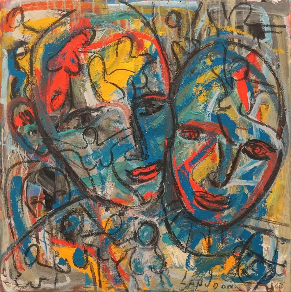 Stephen Langdon comparable auction result: stephen langdon two figures 82 x 82cm
