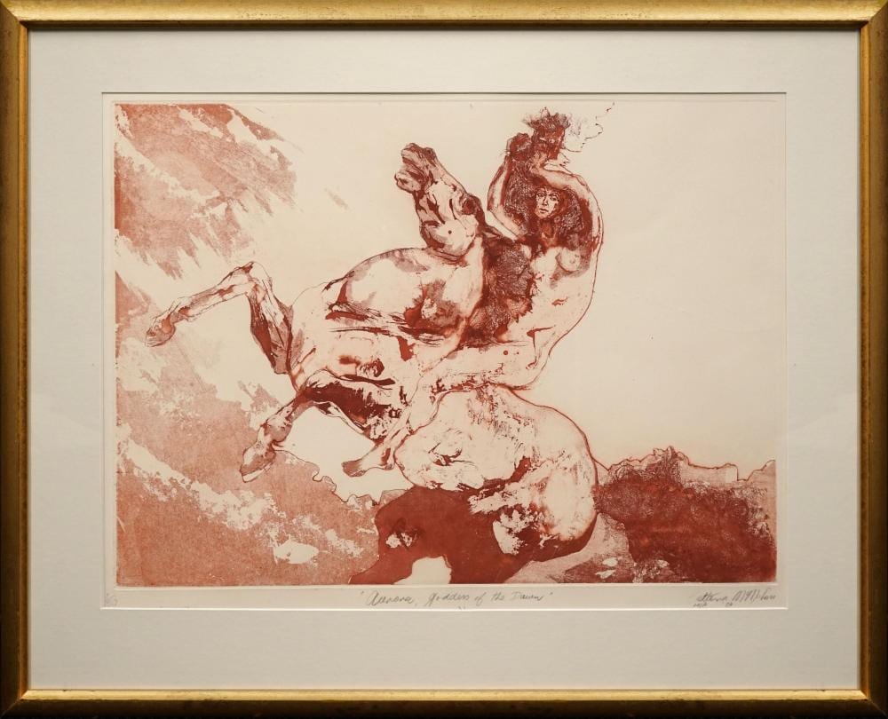 Bettina McMahon comparable auction result: bettina mcmahon 1930 aurora goddess of the dawn 1984 50 x 68cm