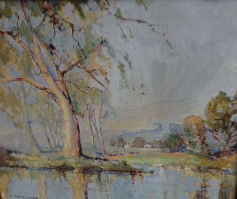 Andrew Park comparable auction result: andrew park rural scene with lake and gums