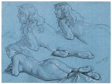 Cesare Mariani comparable auction result: cesare mariani rome 1826 1901 studies of a reclining female nude seen from the back