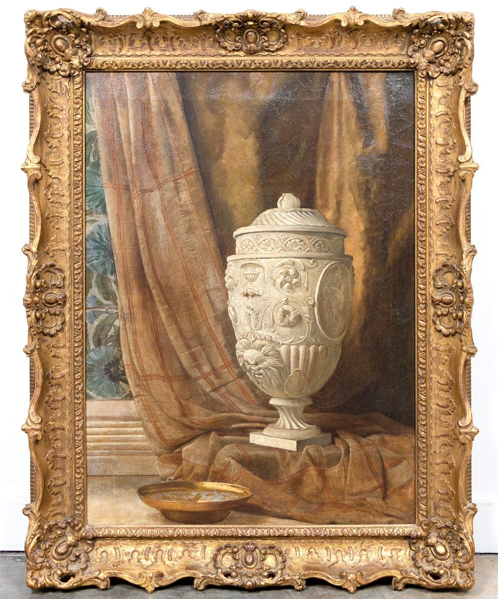 Arthur Joseph Gaskin comparable auction result: arthur j gaskin oil on canvas classical urn