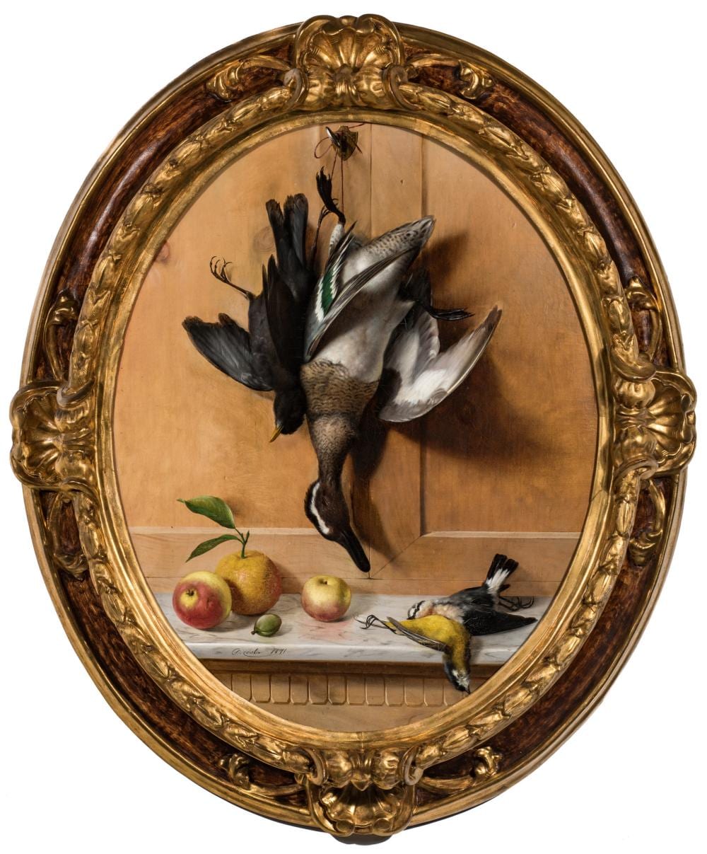 oreste costa oval trompe l oeil still life with birds · Case Antiques, Inc. Auctions & Appraisals · 2019-01-26 Oreste Costa comparable auction result: oreste costa oval trompe l oeil still life with birds
