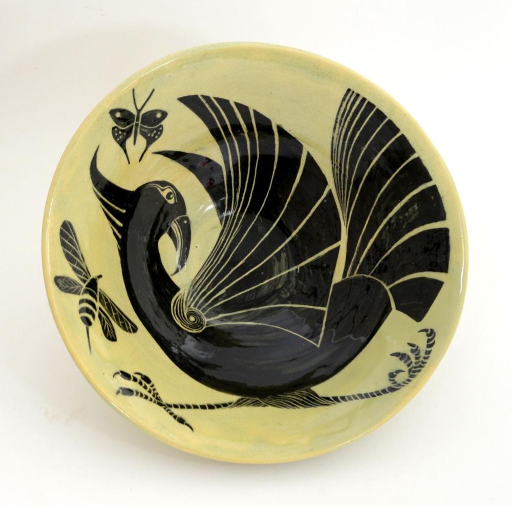 Jack Coutu comparable auction result: jack coutu 1924 2017 bird bee butterfly ceramic bowl signed r j coutu farnham surrey and dated 1955 25 cm diameter