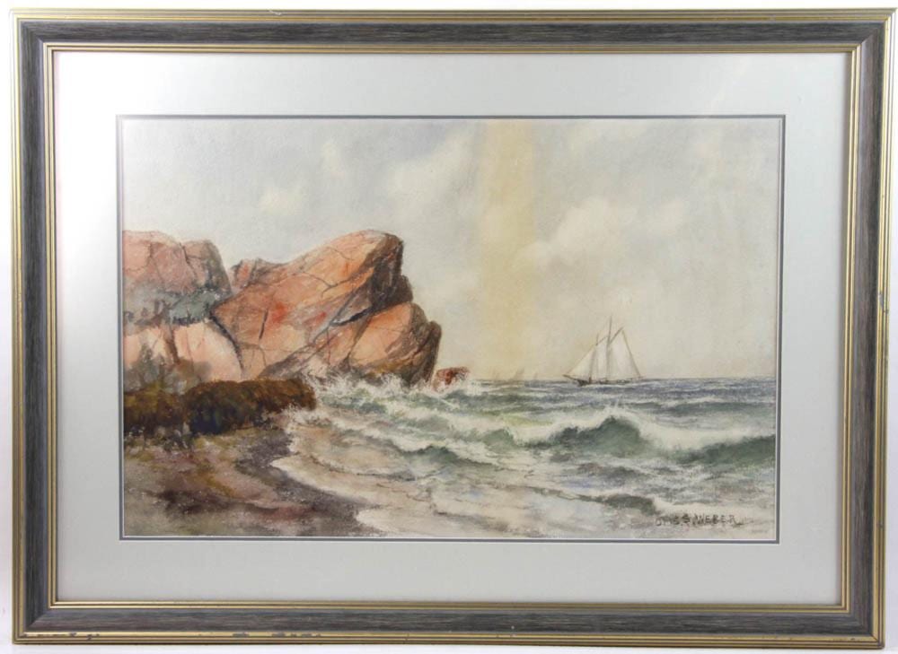 Otis Weber comparable auction result: otis weber coastal view watercolor