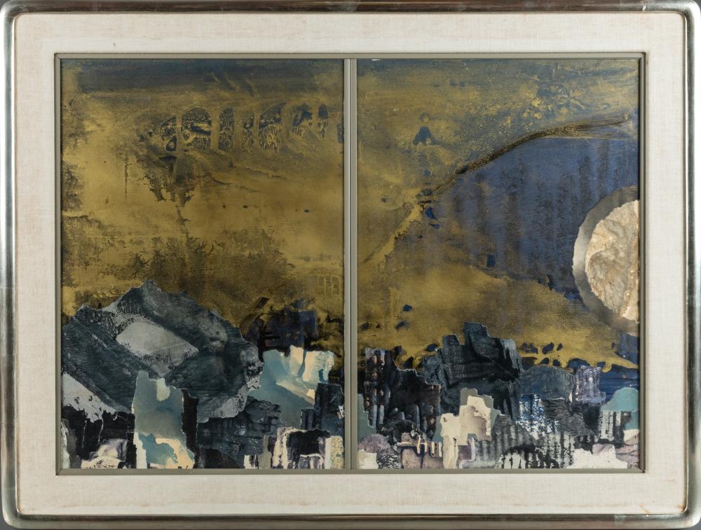 Yitzhak Greenfield comparable auction result: yitzhak greenfield mixed media diptych