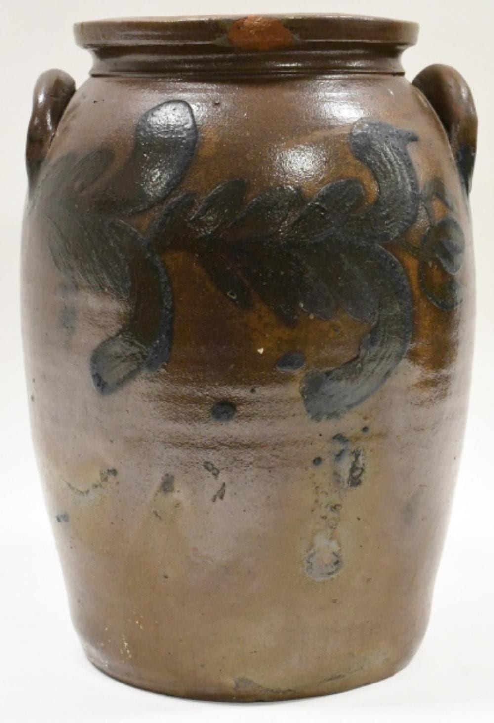 Antique Salt Glazed 2 Gallon Stoneware Crock sold by Kraft Auction Service, lot 546A — auction record photograph