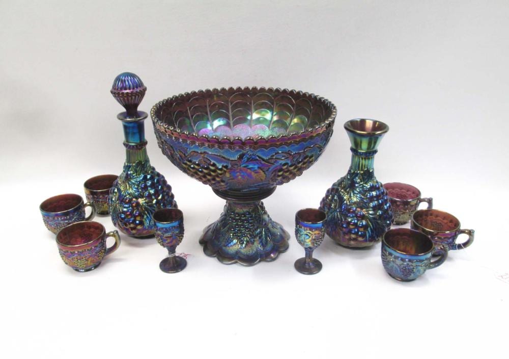 Giacomo Cortese comparable auction result: eleven imperial grape carnival glass items by i
