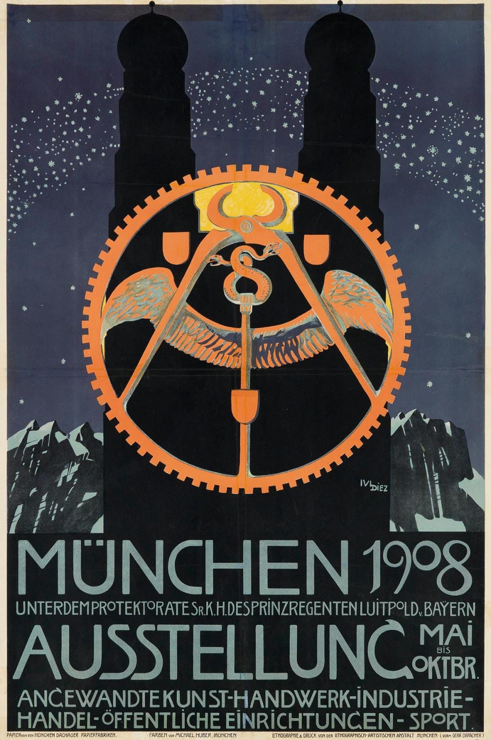 Julius Diez comparable auction result: julius diez 1870 1957 m nchen ausstellung 1908 43x28 inches 110x73 cm gebr obpacher munich