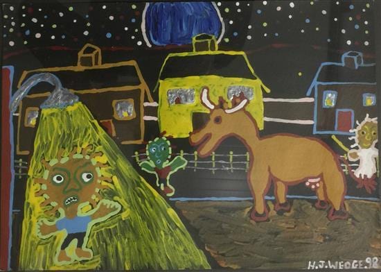 Harry J Wedge comparable auction result: harry j wedge 1957 2012 the bull wiradjura nation 1998 acrylic on paper