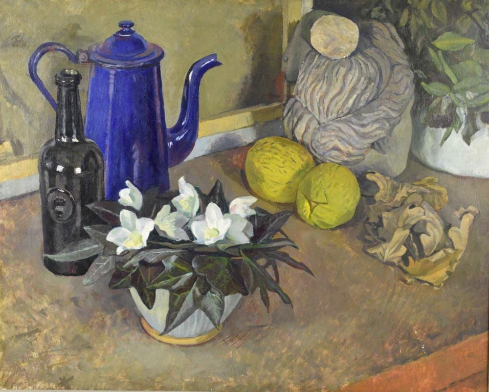John Arthur Malcolm Aldridge comparable auction result: john arthur malcolm aldridge 1905 1984 christmas roses and coffee pot oil on canvas 20 x 25 in