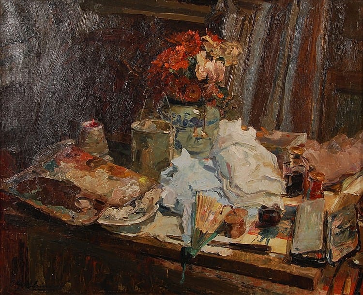 Ernest Godfrinon comparable auction result: ernest godfrinon 1878 1927 l atelier du peintre