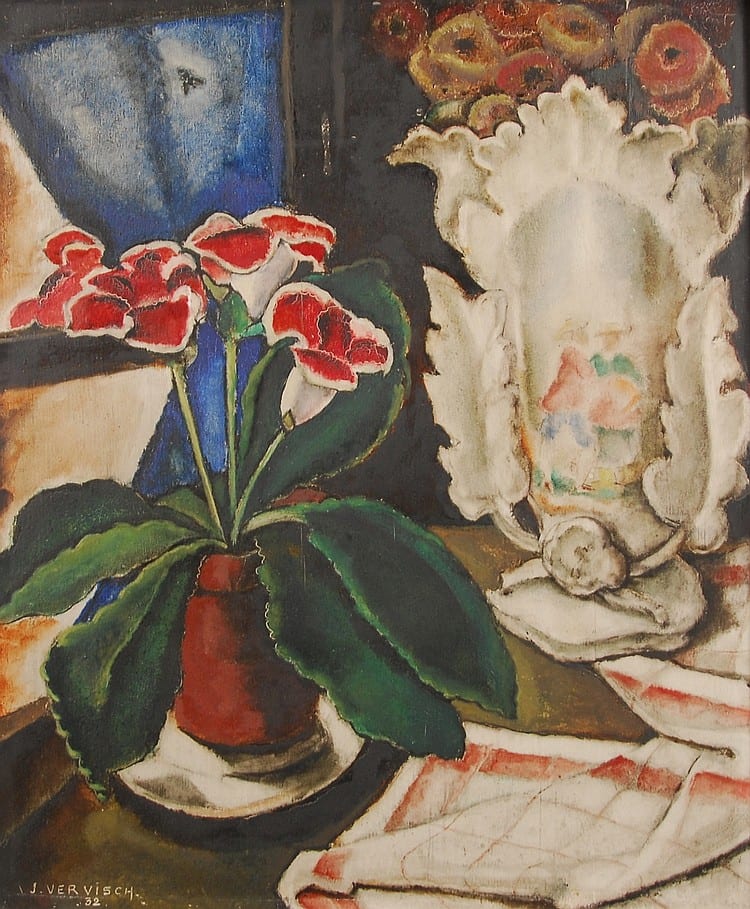 Jean Vervisch comparable auction result: jean vervisch 1896 1977 pot de gloxinia sur une table