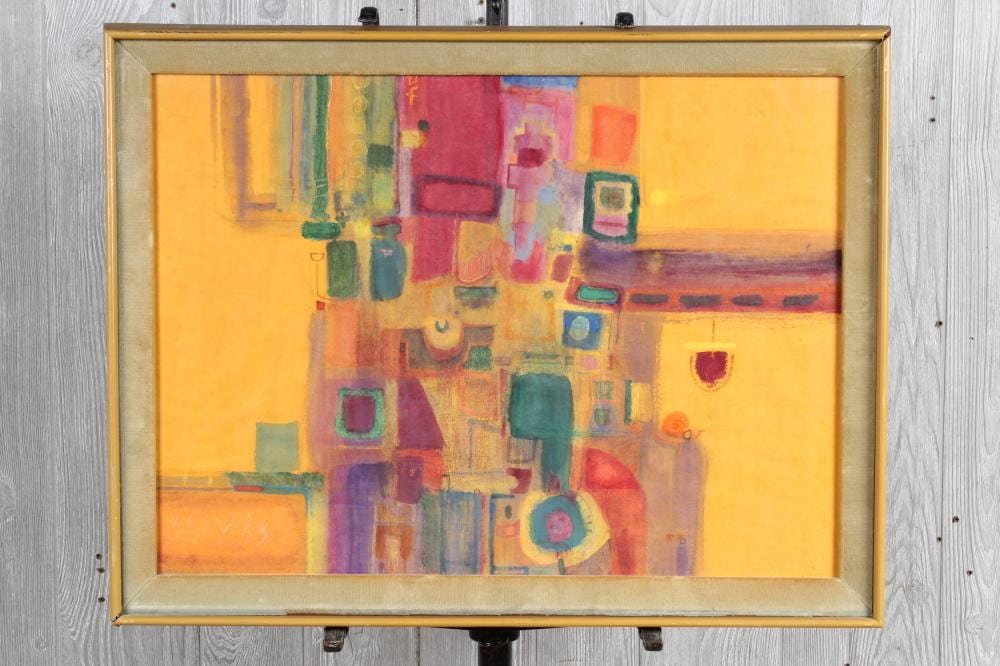 David Johnston comparable auction result: david johnston abstract watercolor champs elysee