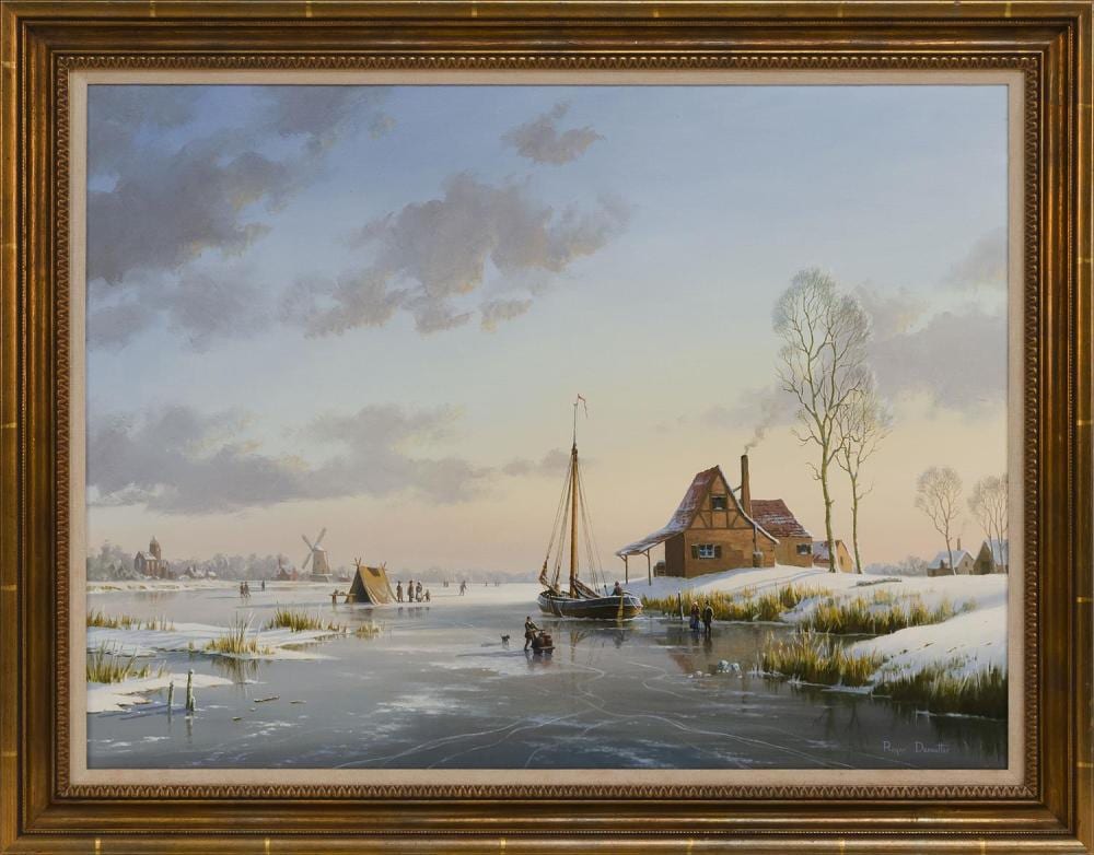 Roger Desoutter comparable auction result: roger desoutter england b 1923 february frost oil on canvas 22 x 30 framed 27 x 35