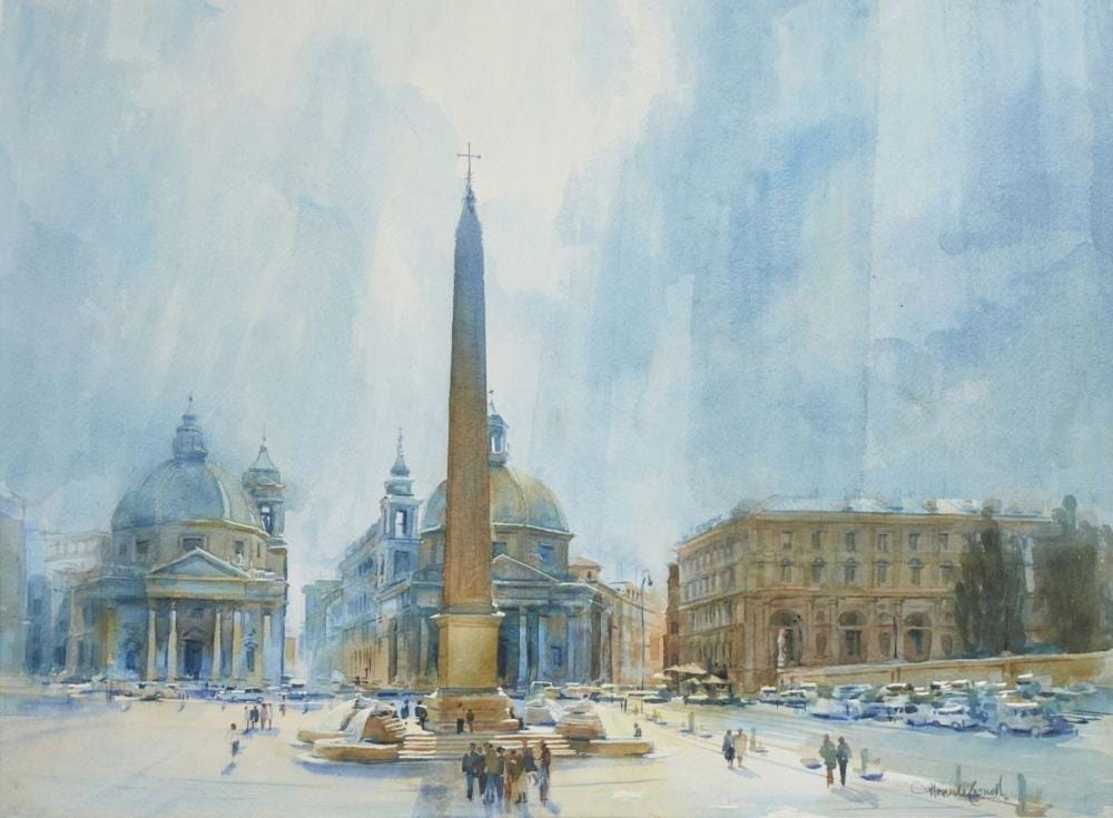 Alexander Creswell comparable auction result: alexander creswell british b 1957 piazza del popolo rome watercolou