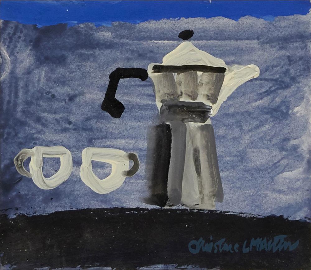 Christine McArthur comparable auction result: christine mcarthur scottish b 1953 coffee pot with two cups watercolo