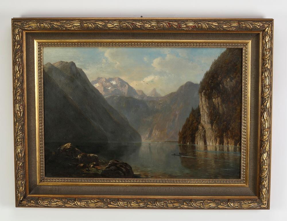 Sophie von Niederhäusern comparable auction result: sophie de niederhausern signed o c alpine lake scene
