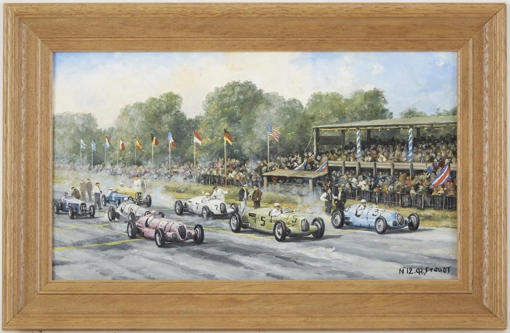 Charles Drouot comparable auction result: charles drouot 1955 course automobile padington park huile sur panneau de ch ne sign e en bas