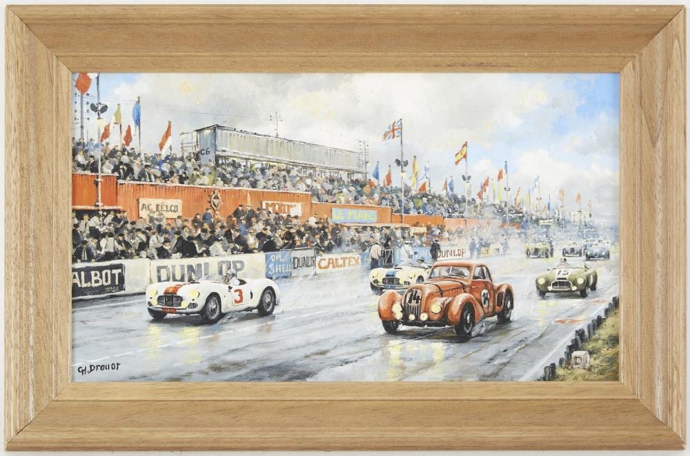 Charles Drouot comparable auction result: charles drouot 1955 course automobile le mans huile sur panneau de ch ne sign e en bas gauch