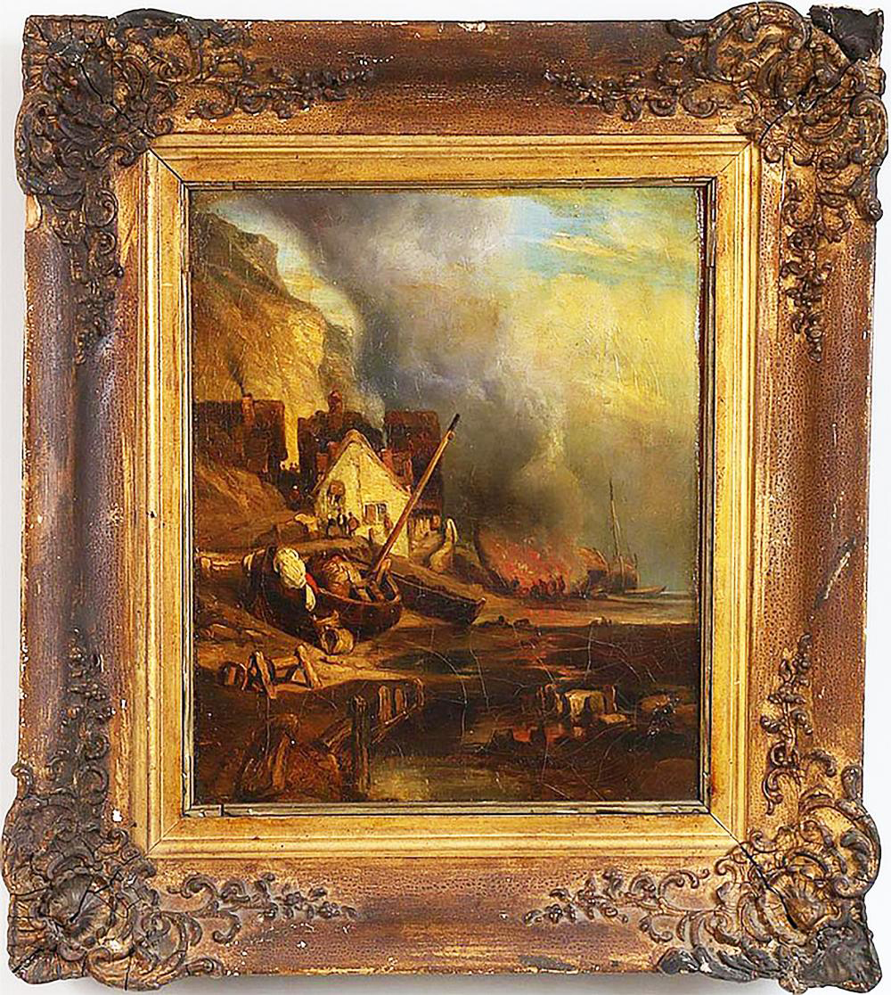 19th Century French Oil Painting by Richard Parkes Bonington Entitled "Shipwreck" sold by Worthington Galleries, lot 370 — auction record photograph