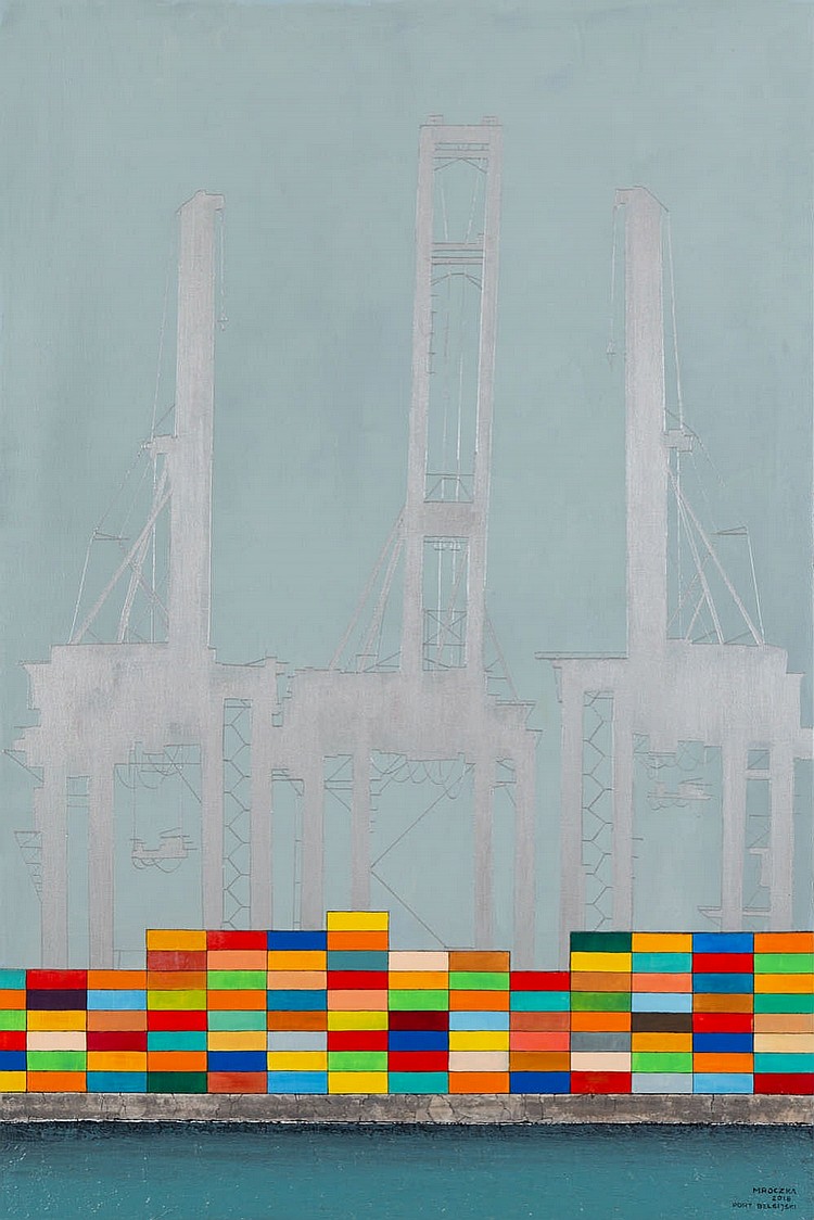 Michal Mroczka comparable auction result: michal mroczka b 1984 belgian harbour 2018 120 x 80 cm