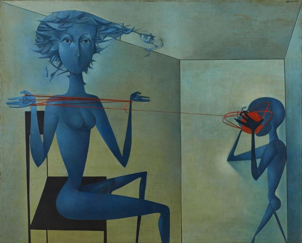 Mikulás Medek comparable auction result: mikulas medek czech rep 1926 1974 surreal 1956 oil painting