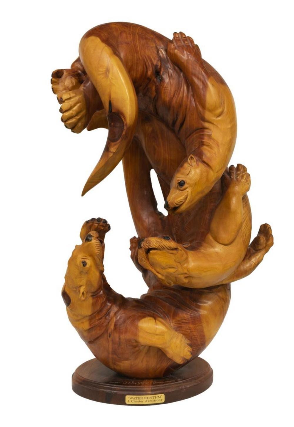 J. Chester Armstrong comparable auction result: j chester armstrong b 1948 otter wood sculpture