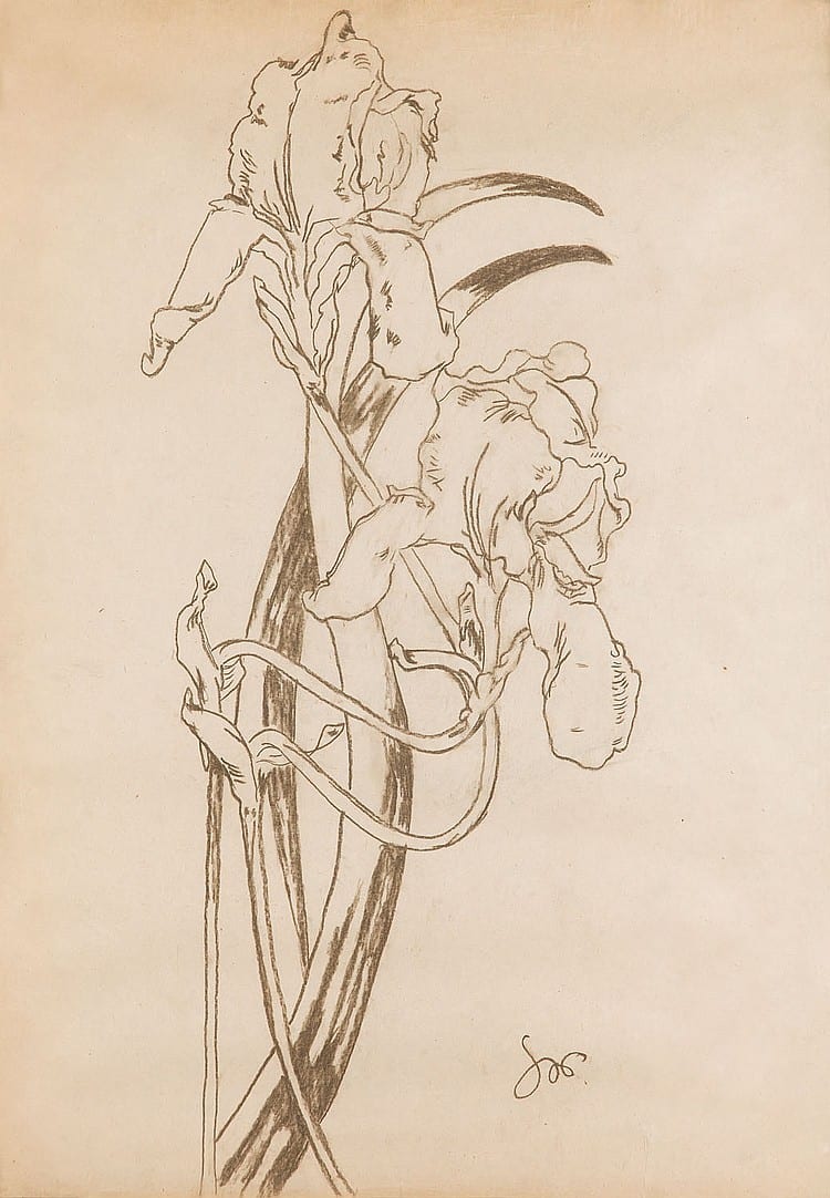 Stanislaw Wyspianski comparable auction result: stanislaw wyspianski 1869 1907 flower study irises after 1900