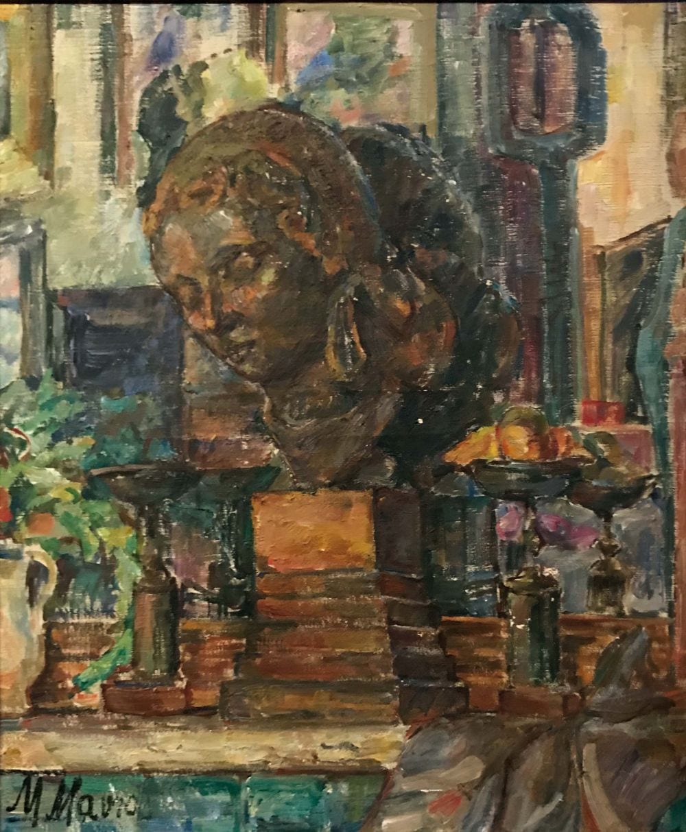 Mania Mavro comparable auction result: mania mavro 1889 1969 nature morte au buste huile sur toile sign e en bas gauche 65 x 54 5 cm