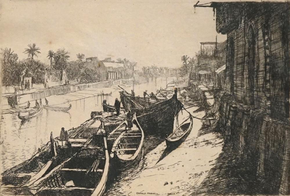 Donald Maxwell comparable auction result: donald maxwell 1877 1936 moored boats 15 x 22 5cm