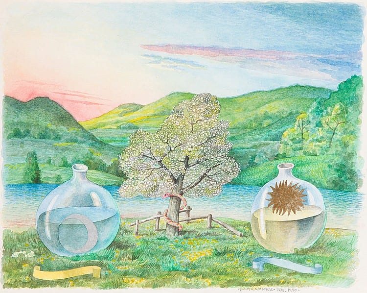 Henryk Waniek comparable auction result: henryk waniek b 1942 composition with a tree 1990