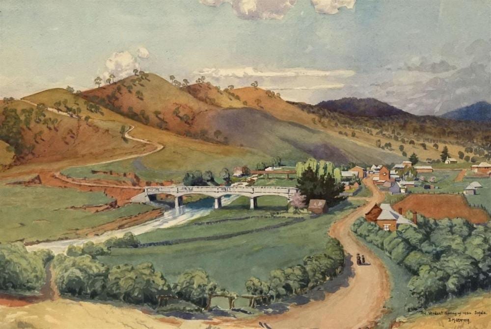 Duncan Goldfinch comparable auction result: duncan goldfinch 1888 1960 the verdant spring sofala 1930 35 x 52cm
