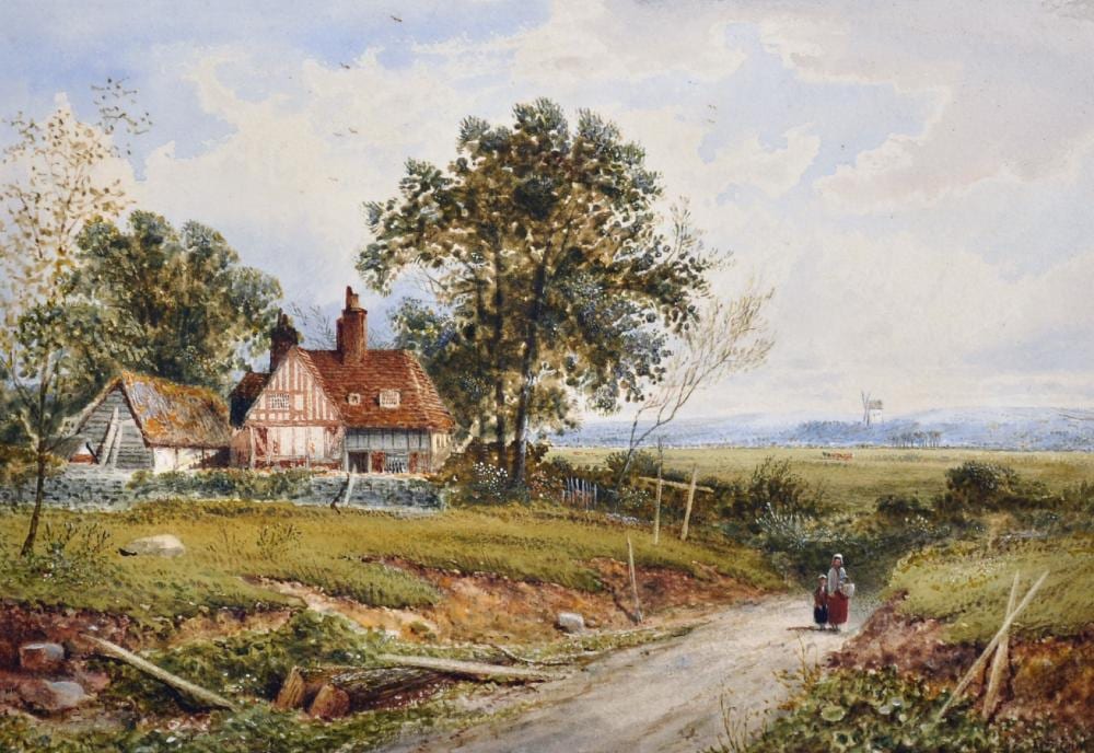 Edward Beecham Lait comparable auction result: edward beecham lait 19th century british sussex farm and windmill watercolour signed 7 x 9 75
