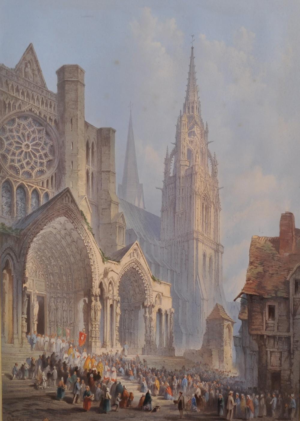 Edwin Thomas Dolby comparable auction result: edwin thomas dolby act 1849 1895 british a continental cathedral with a procession in the foreground watercolour signed 25 5 x 17 75