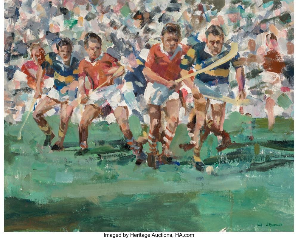 James Le Jeune comparable auction result: james le jeune british 1910 the game oil on canvas board 15 3 8 x 19 3 4 inch