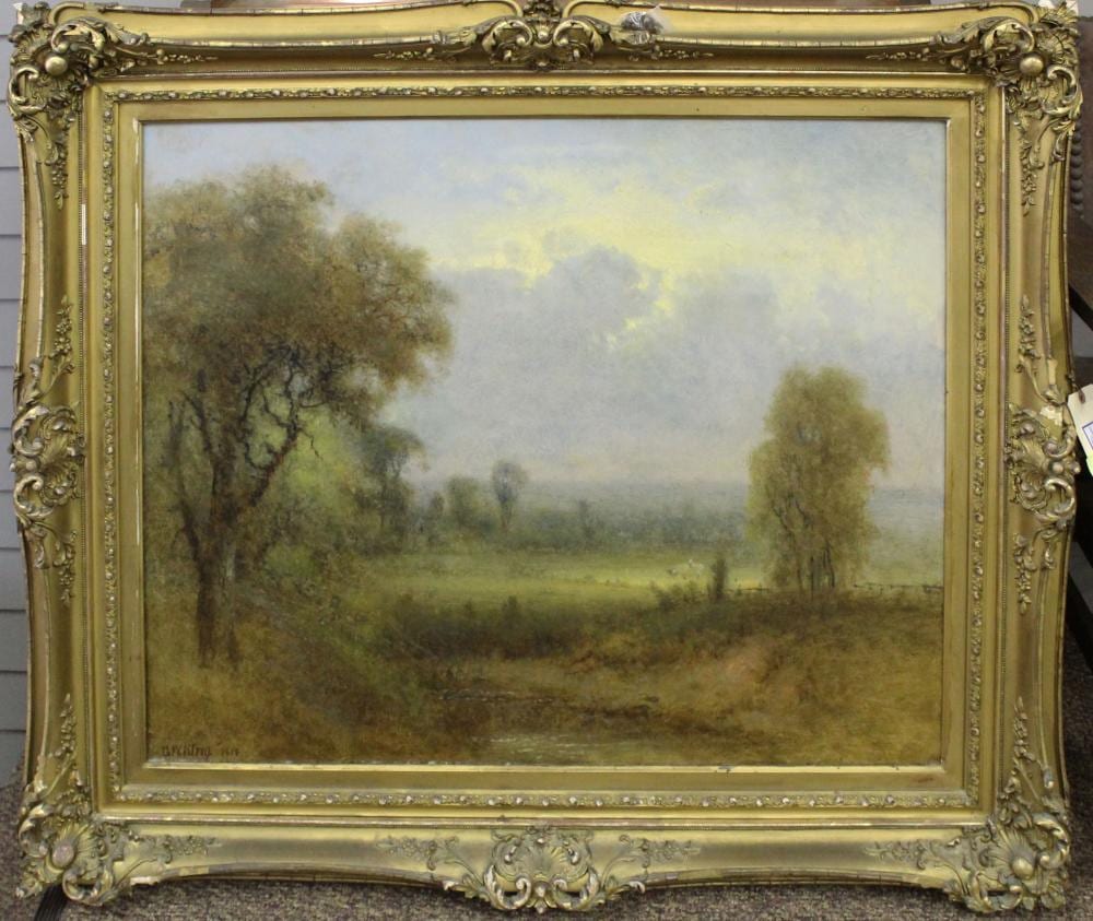 George W King comparable auction result: george w king american 1836 1930 haying scene
