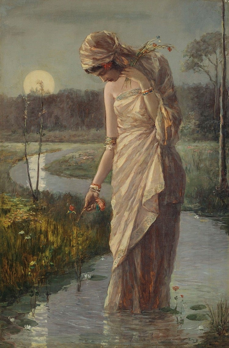 Hemendranath Mazumdar comparable auction result: hemendranath mazumdar 1894 1948 untitled woman in moonlight oil on canvas 29 7 8 x 19 in 75 9 x 49 5 cm