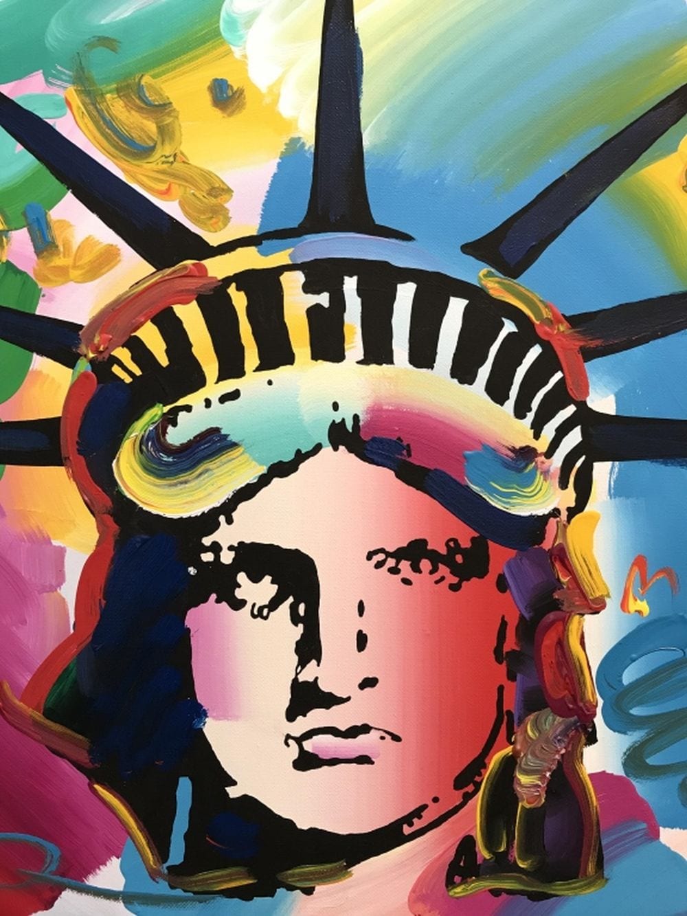 PETER MAX Liberty Head Acrylic On Canvas sold by The Benefit Shop Foundation Inc., lot 343 — auction record photograph