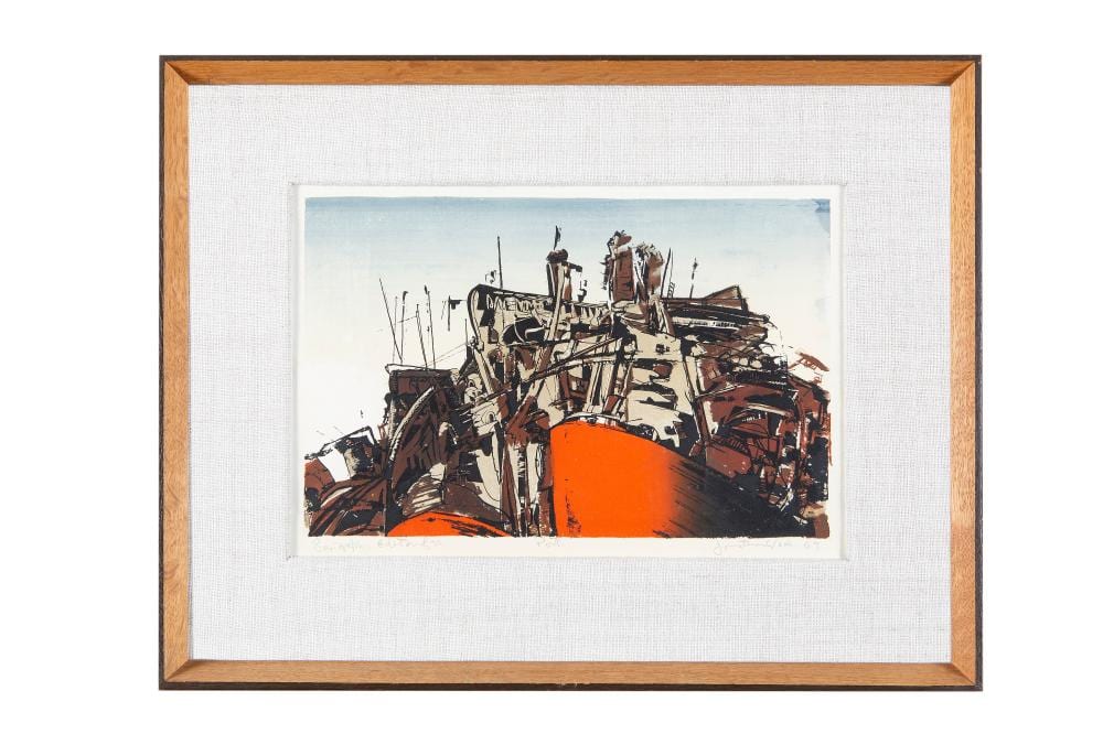 Jonathan Wade comparable auction result: jonathan wade 1941 1973 port serigraph 19 x 29cm signed and dated 19 69 from an edition of 33