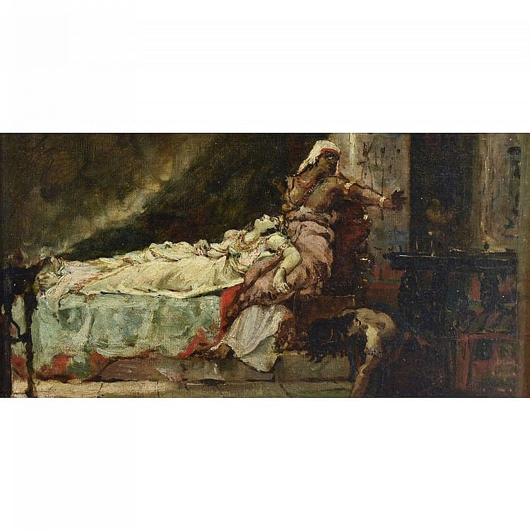 Juan Luna Y Novicio (1857 - 1899) Study of Death of Cleopatra comparable sale